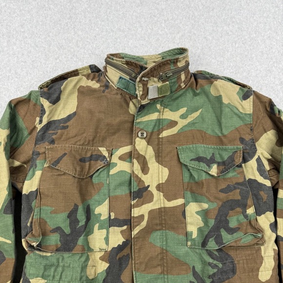 Vintage US Military M65 Field Jacket Mens Small X Short Woodland Camo Coat Lined - Picture 2 of 16